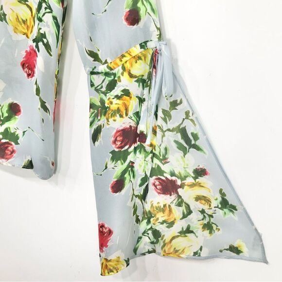 Milly Maggie Rose Print 100% Silk Bell Sleeve Lightweight Blouse - Picture 8 of 16